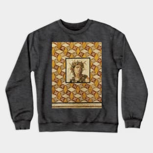 SPRING PORTRAIT WITH FLOWER GARLAND Antique Roman Mosaics of Antioch Crewneck Sweatshirt